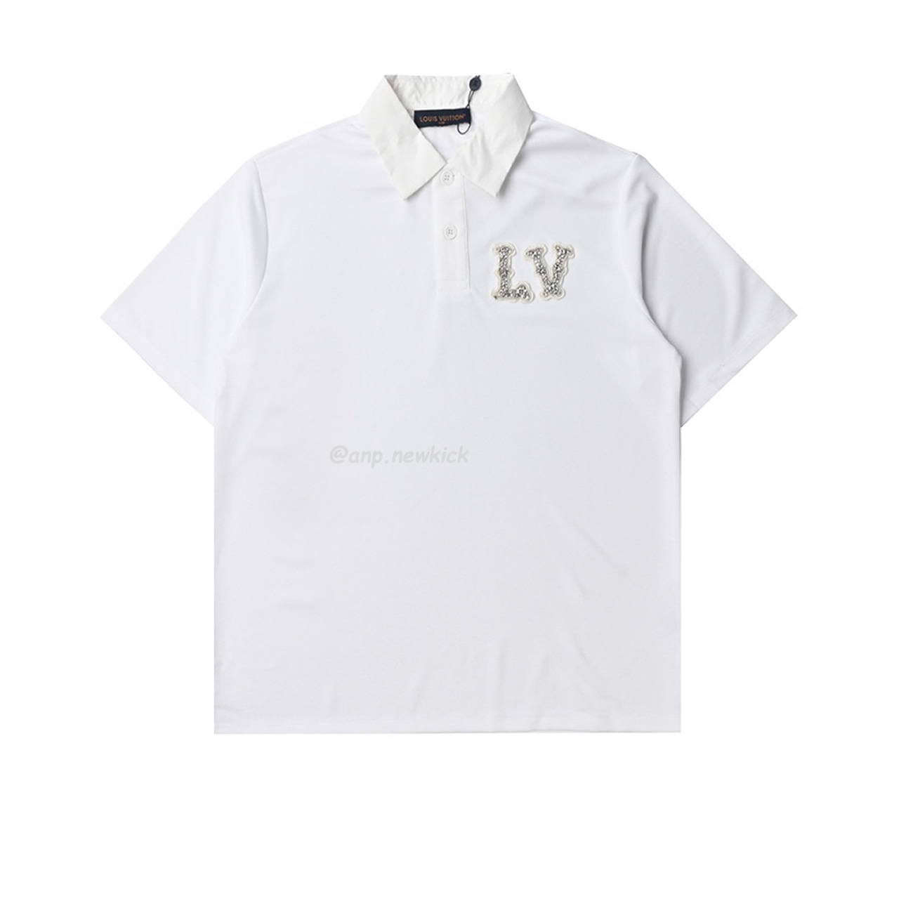 Louis Vuitton 24ss Water Diamond Letter Polo Short Sleeves T Shirt (1) - newkick.vip